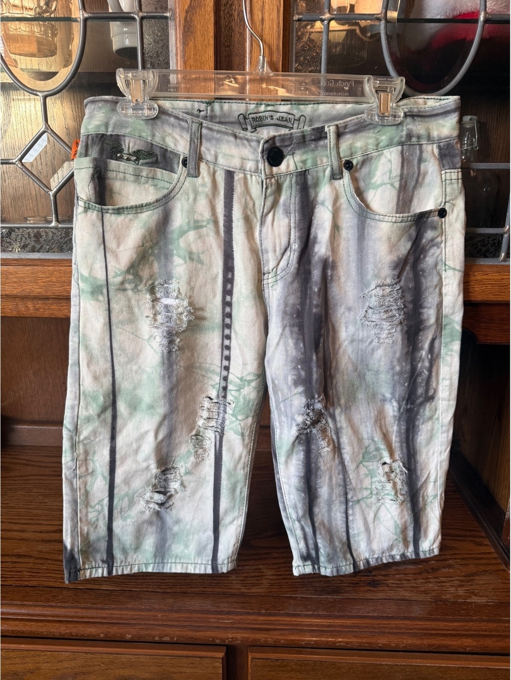 Robin’s Jean Motard Rhinestone Studded Shorts Men’s Size 32 Tie Dye Unique Color